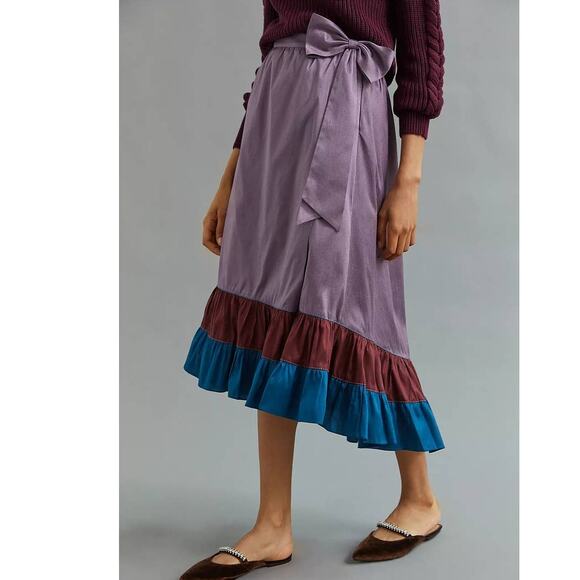 New Anthropologie Sachin & Babi Colorblocked Maxi Skirt $148 SIZE 0 Purple/Blue - Picture 3 of 4